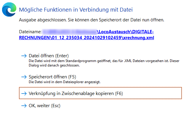 Speicherort XRechnung